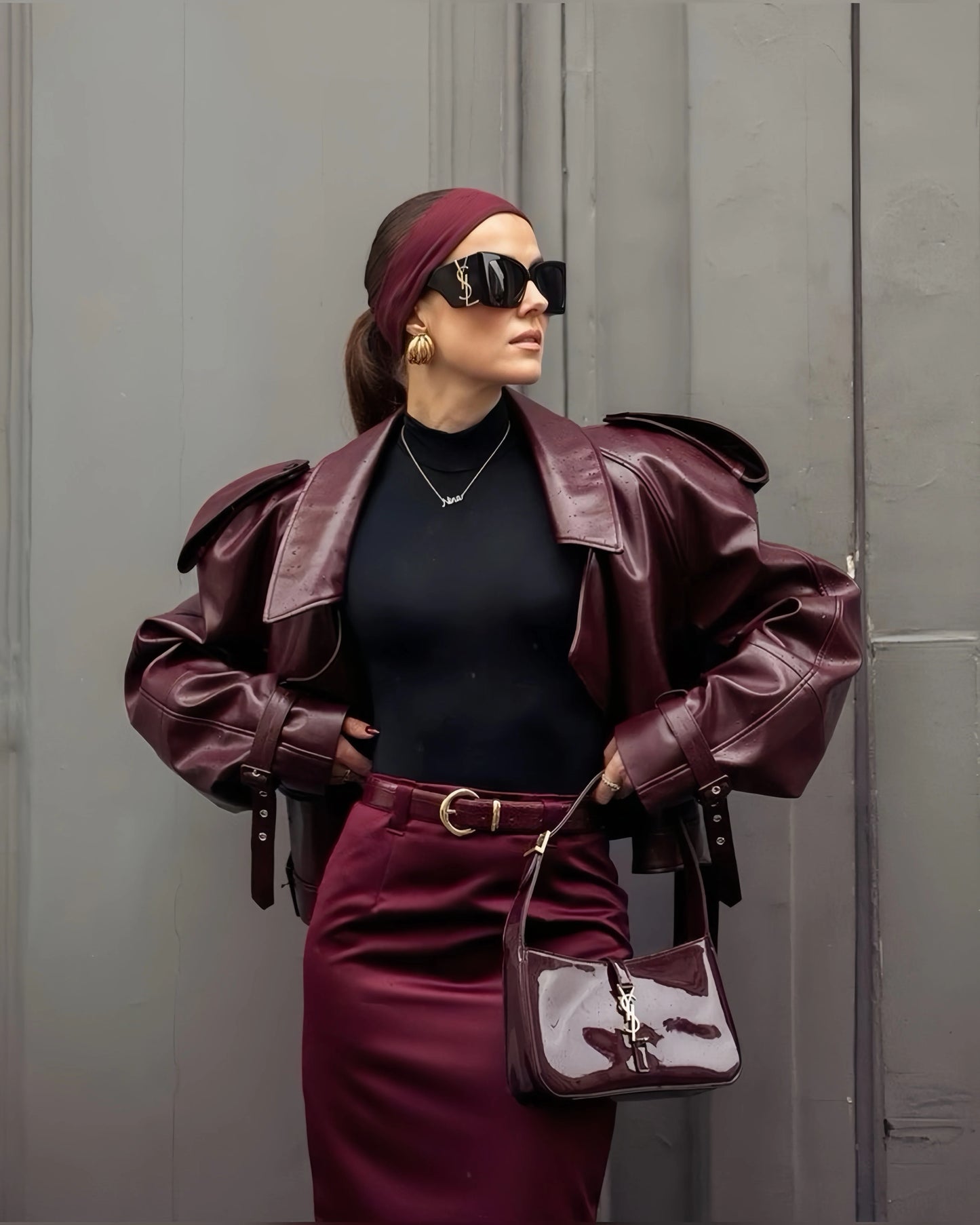 Lederjacke in Burgundy