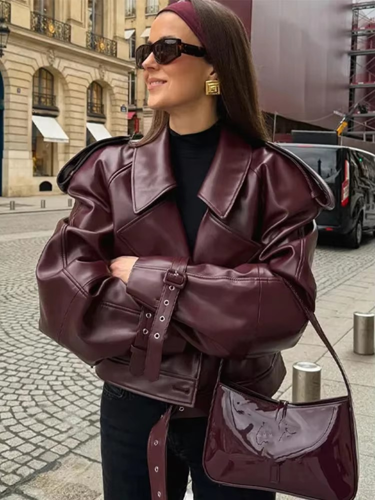 Lederjacke in Burgundy